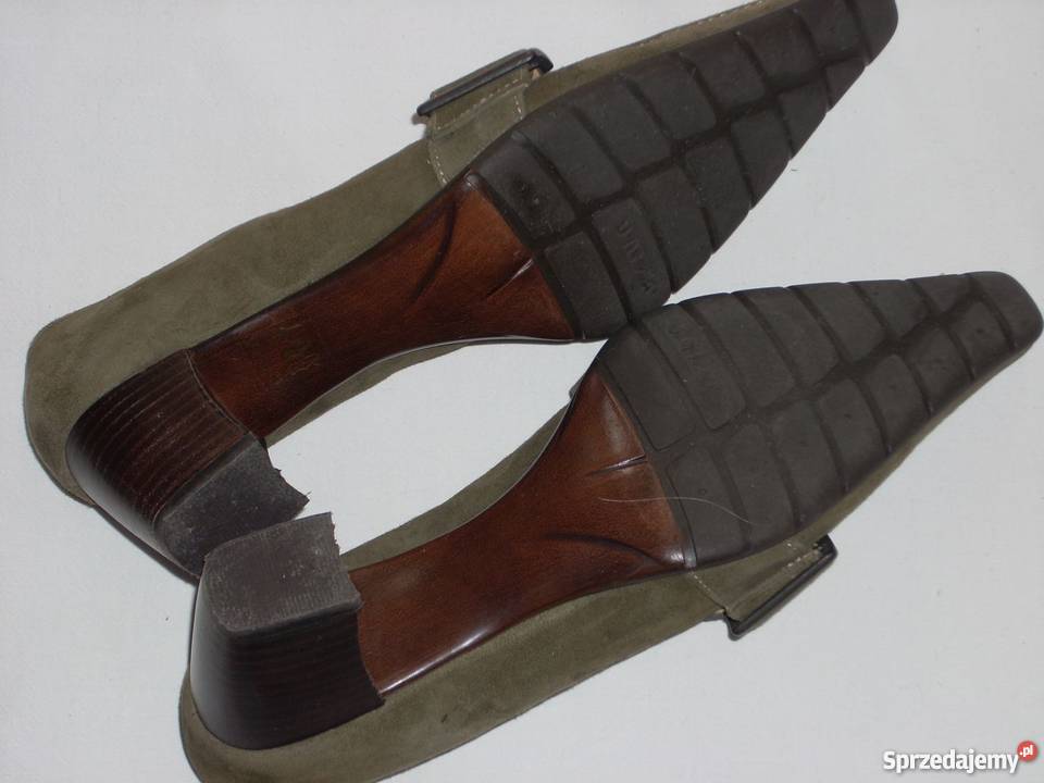 Unisa Skórzane Czółenka Khaki J nOwe 385 39