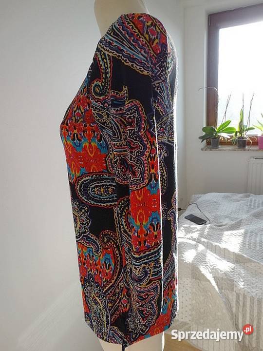 Bluzka Czarna Wzór Paisley Dekolt Bateau podlaskie Łomża