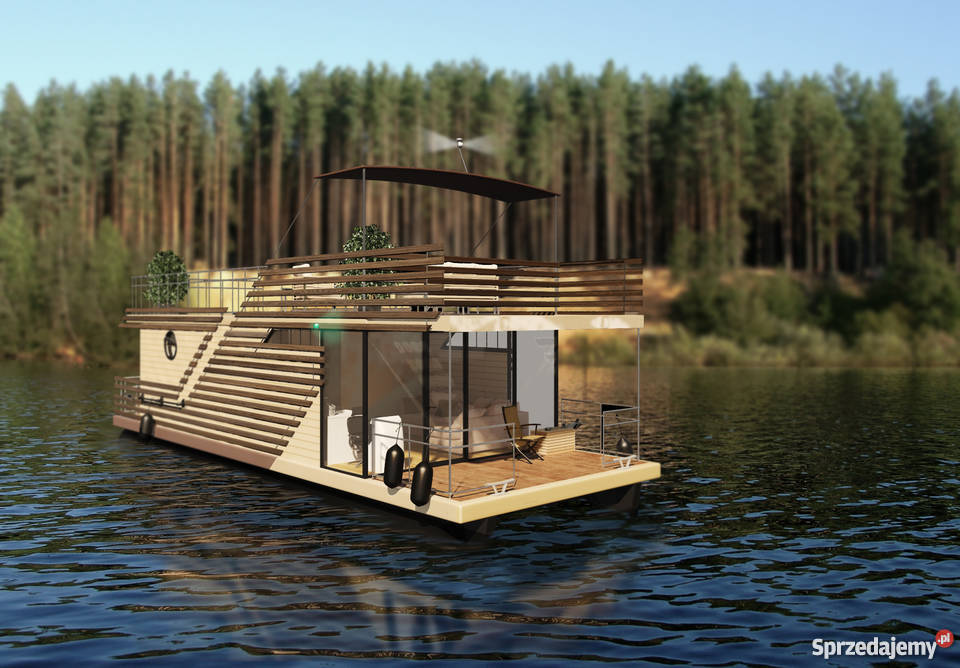 Pływak pomost do housebotu tratwy rekreacyjnej Konopnica