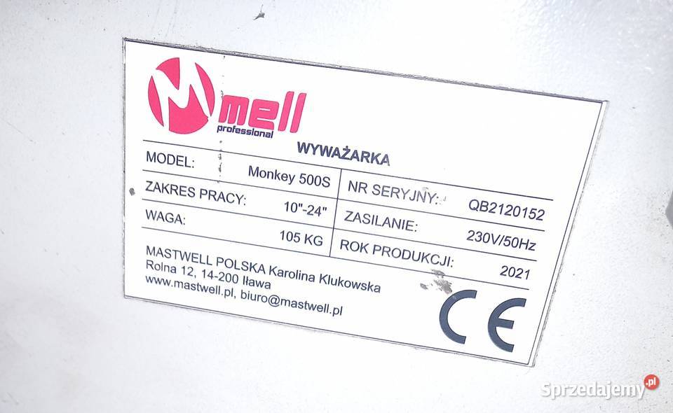 Wyważarka do kół mell monkey500s Montażownice i wyważarki Montażownice i wyważarki Tarnów sprzedam