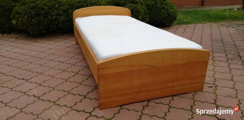 Łóżko drewniane pojedyncze sypialniane 100x200 materac rama