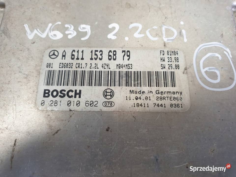Mercedes VITO W639 22 CDI STEROWNIK SILNIKA Chełm sprzedam