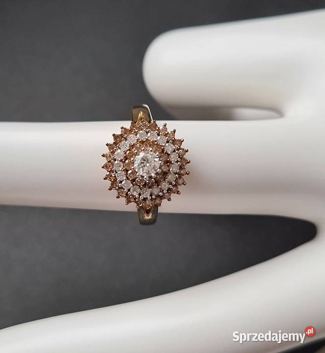 Pierścionek srebro 925 złocone diamenty Otwock