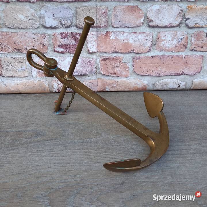 Marynistyka żeglarstwo duża mosiężna kotwica mazowieckie Warszawa