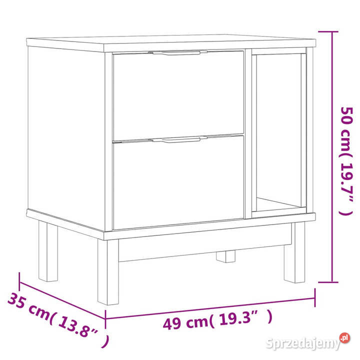 Szafka nocna FLAM 49x35x50 lite drewno sosnowe mazowieckie