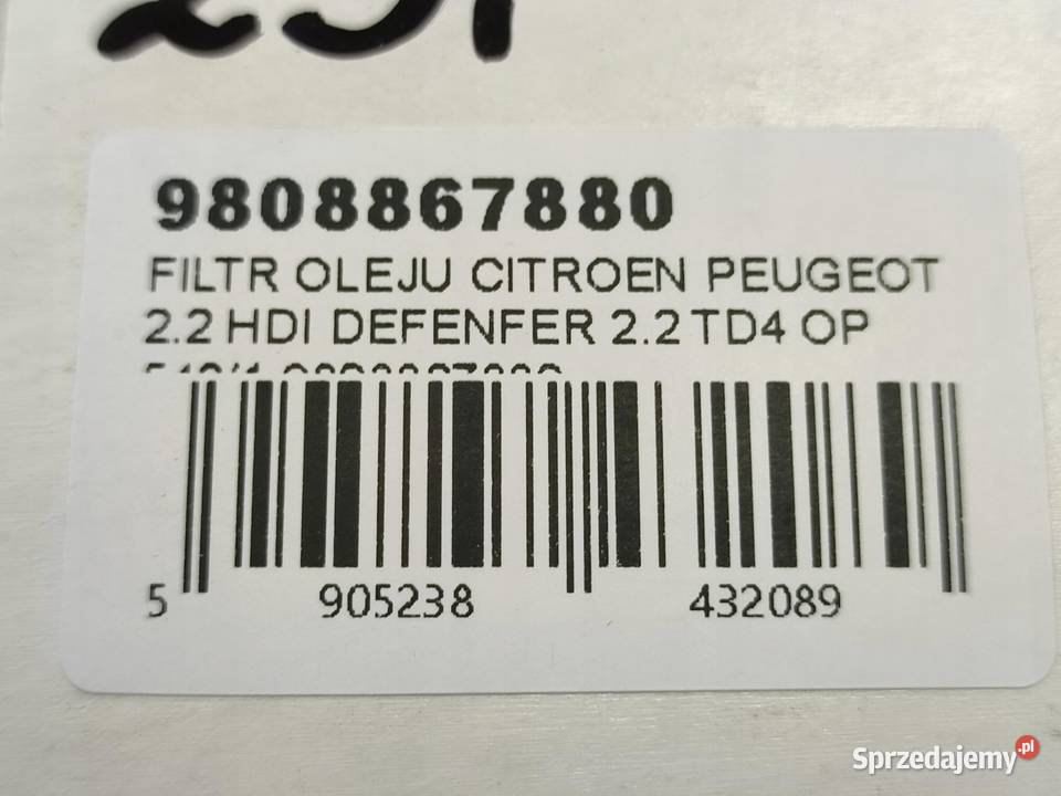 FILTR OLEJU CITROEN PEUGEOT 22 HDI DEFENDER 22