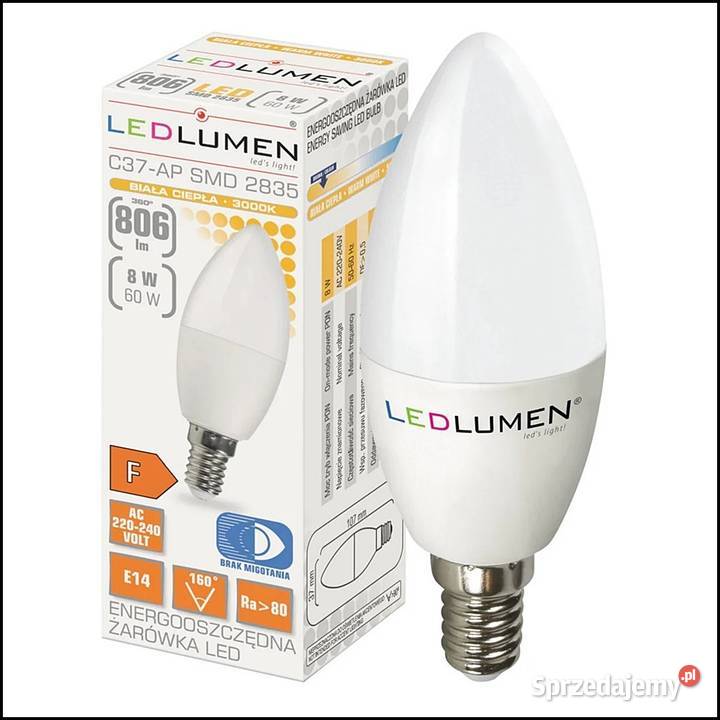 Żarówka LED LEDLUMEN E14 8W 60W 806lm ciepła Warszawa