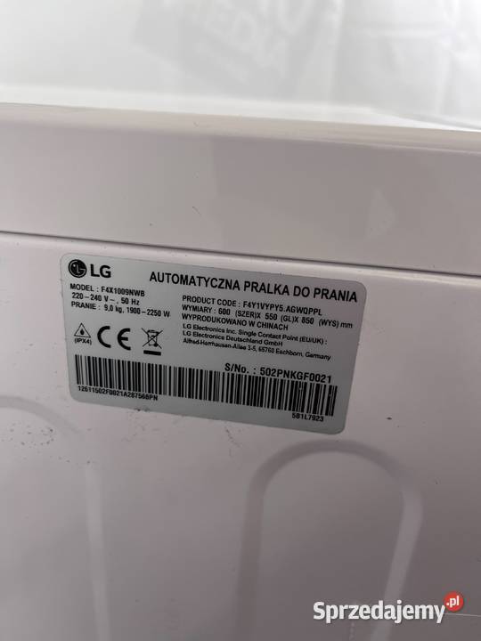 Pralka LG Seria 100 F4X1009NWB 9 1400obrmin