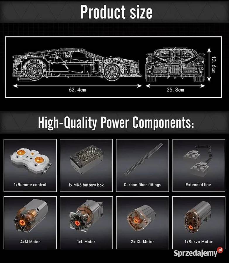 Mould king Technic RC Bugatti La Voiture Noire Klocki mazowieckie Milanówek