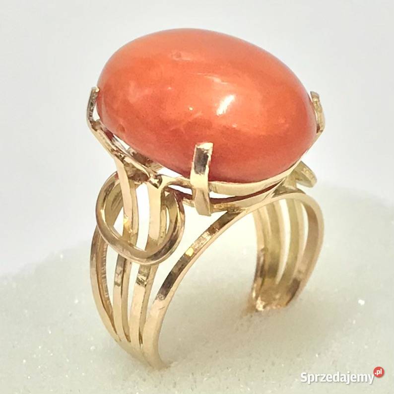 Złoty PIERŚCIONEK z KORALEM 750 18K egipski złote Warszawa