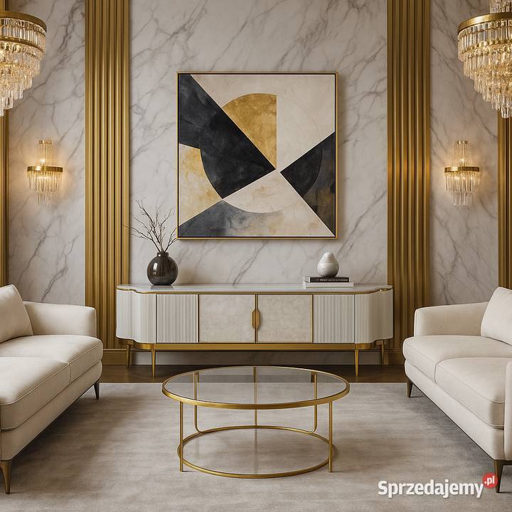 Komoda RTV kremowo złota Champion Glamour Golkowice