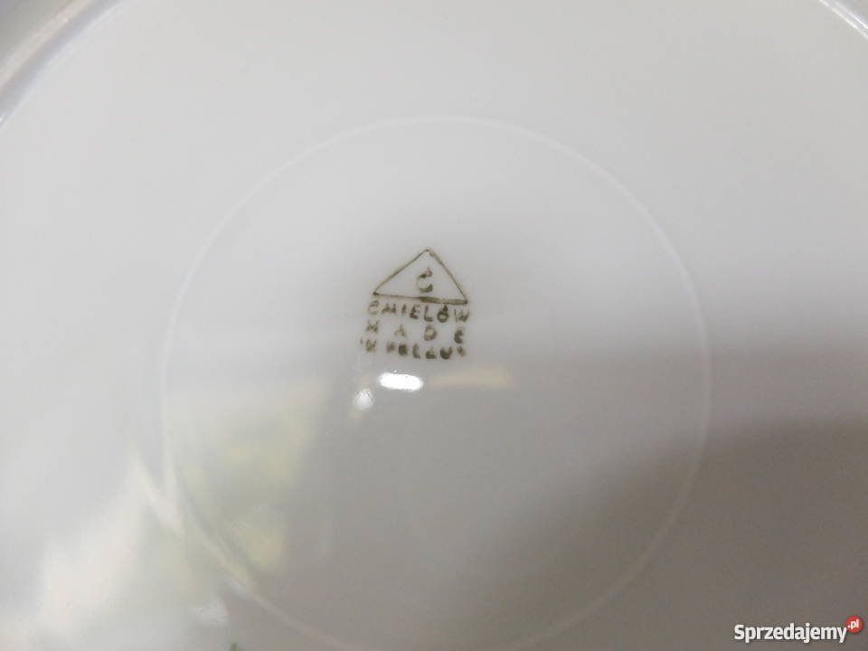 Zestaw 3 płaskich porcelanowych talerzy Ćmielów Kościan