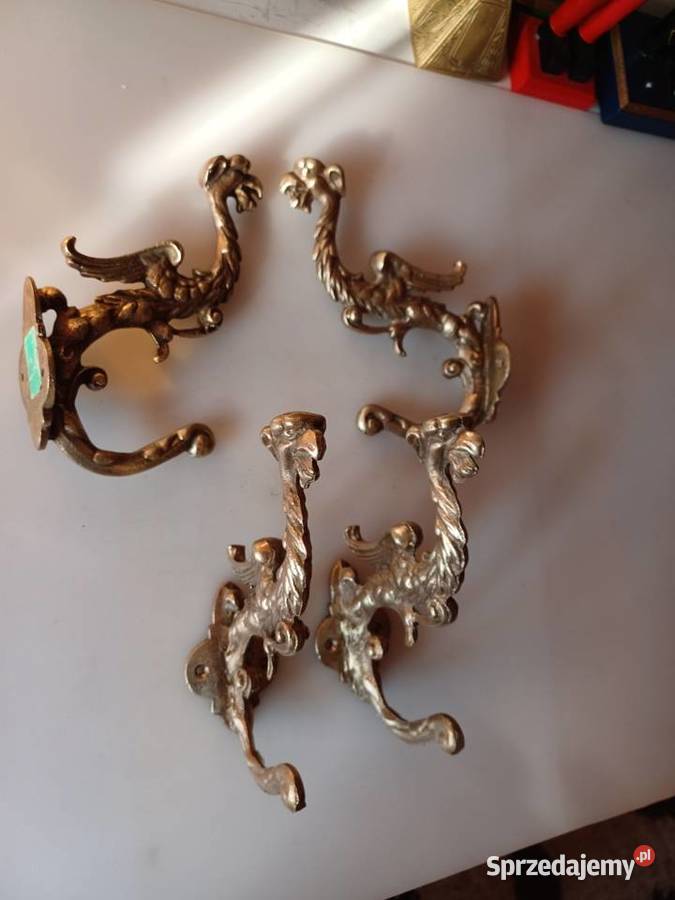 Stylowy masywny wieszak mosiężny Poznań