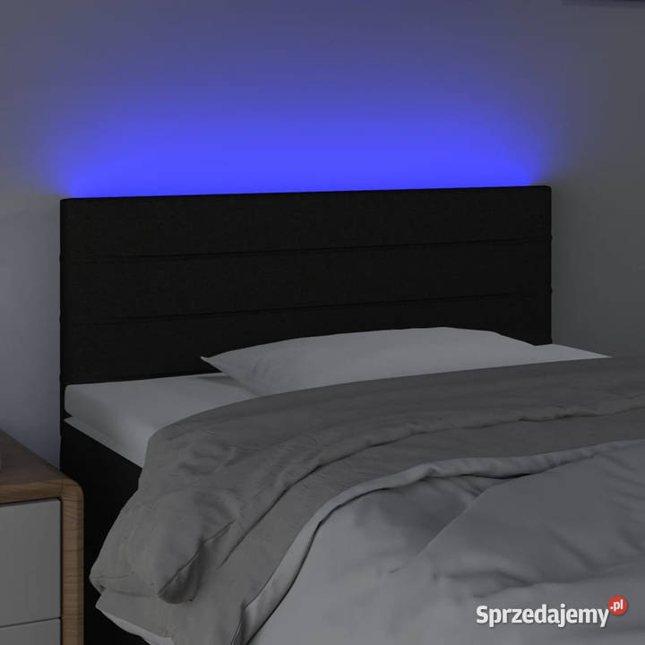 Zagłówek do łóżka z LED czarny 80x5x7888 tkanina mazowieckie