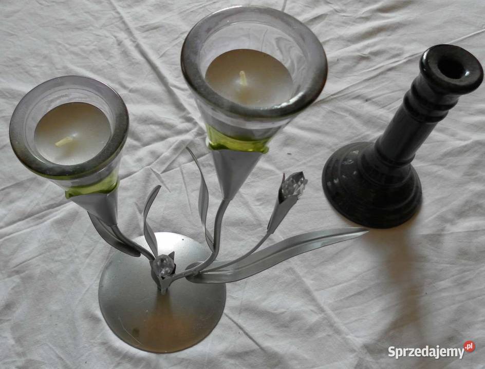 Szkło w Metalu Świecznik ozdobny Liście 2 Kraków