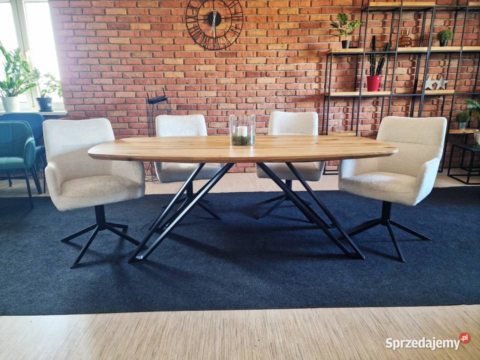 stół dębowy owalny 200x100 unikatowa krawędź 200cm Zimnowoda