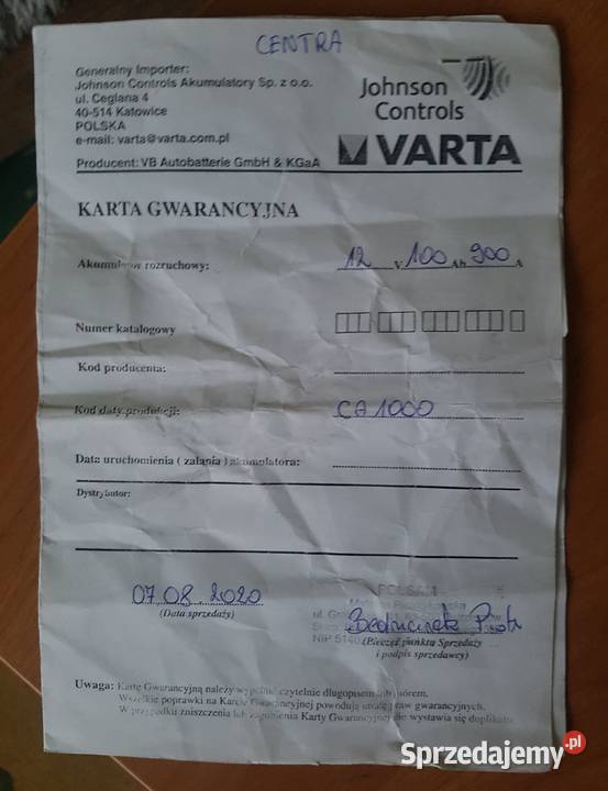 Akumulator samochodowy CENTRA FUTURA