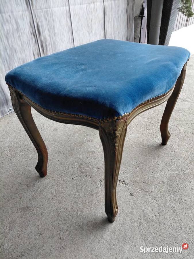 Stylowa pufa podnóżek taboret granat Ludwik 356 Byczyna