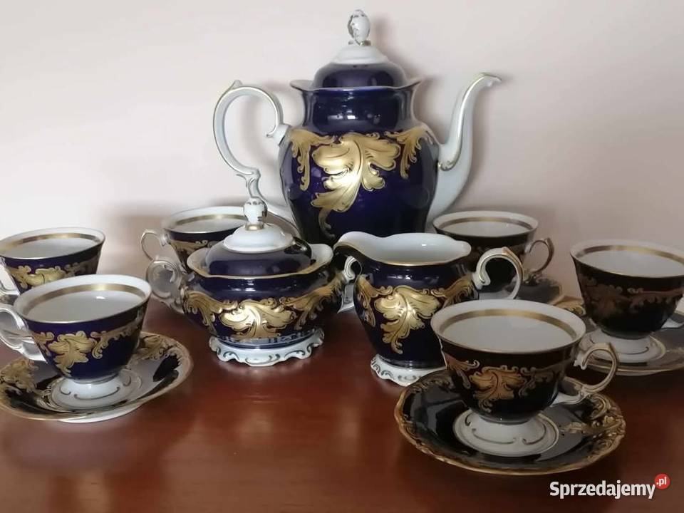 Serwis porcelanowy kobalt Wawel PRL Wałbrzych