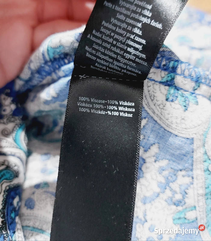 Niebieska sukienka trapezowa boho rękaw 34 do kolorowy Moda i Styl łódzkie