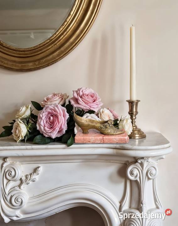 Barokowy but popielniczka mosiądz różowy marmur Lublin