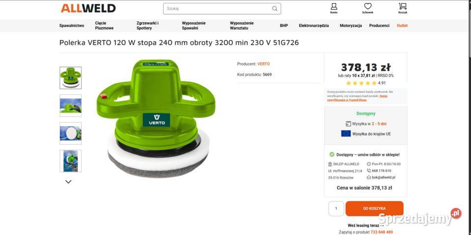 Polerka Samochodowa VERTO Nowa Okazja Pozostałe Szprotawa