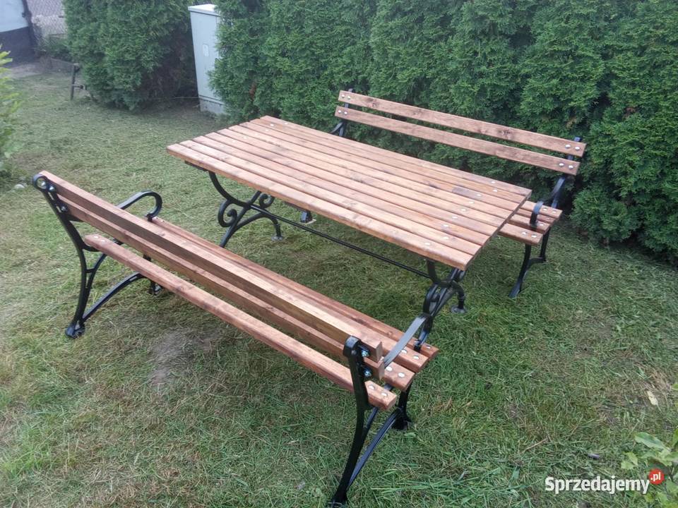 Ławka ogrodowa drewniana żeliwna mocna Świdwin sprzedam