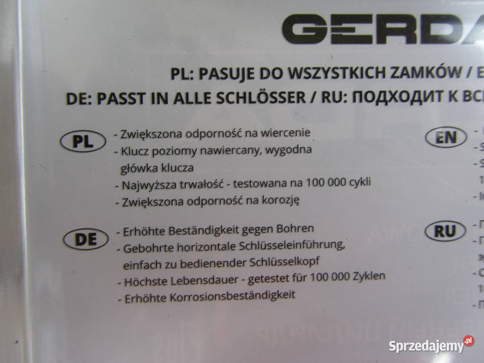 Wkładka wzmocniona GERDA H PLUS 3030 5 kluczy Olecko sprzedam