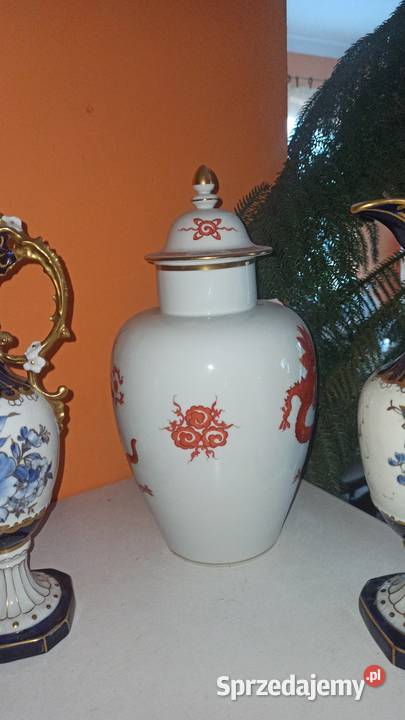 Wazon Amfora Urna Meissen Czerwony Smok Red