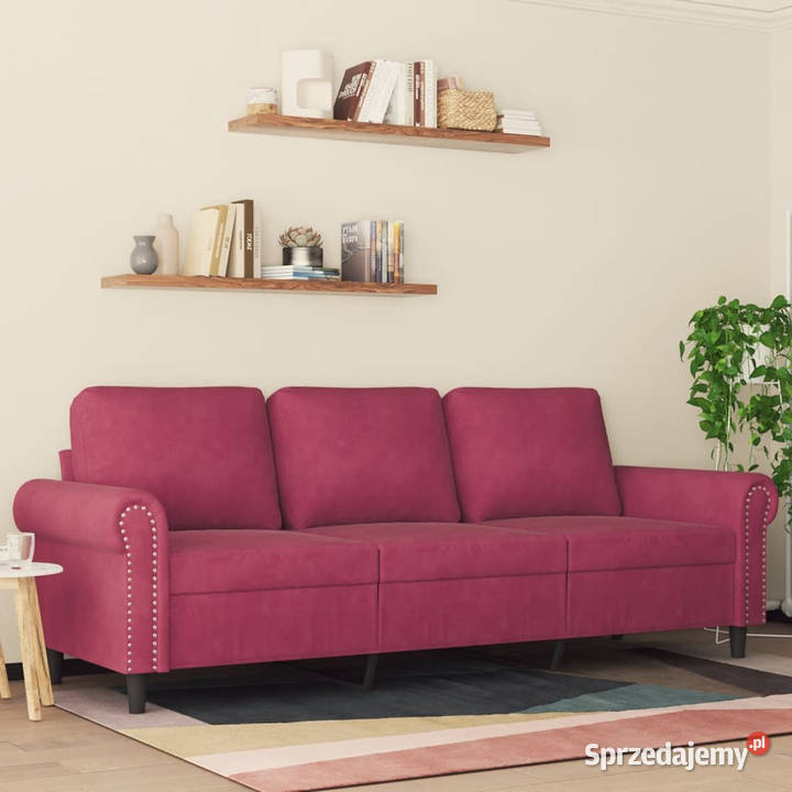Sofa 3osobowa winna czerwień 180 obita aksamitem mazowieckie Warszawa sprzedam