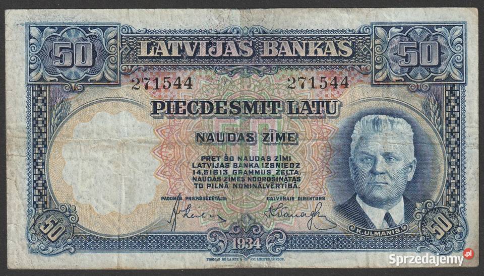 ŁOTWA 50 LATU 1934 KARLIS Kolekcje Łódź