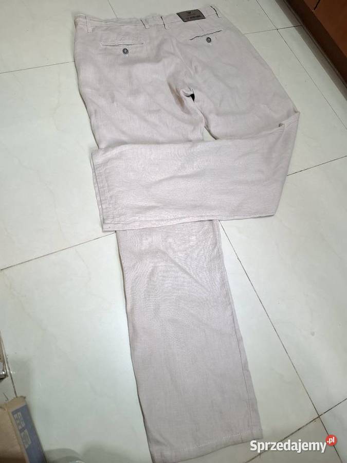 Męskie spodnie bawełniane lniane styl Chino 34 Kraków