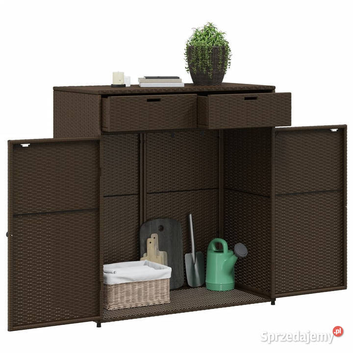 Szafka ogrodowa brązowa 105x55x113 polirattan Warszawa