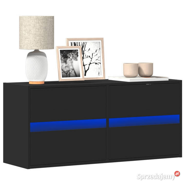Ścienna szafka TV z LED czarna 100x31x45 Warszawa