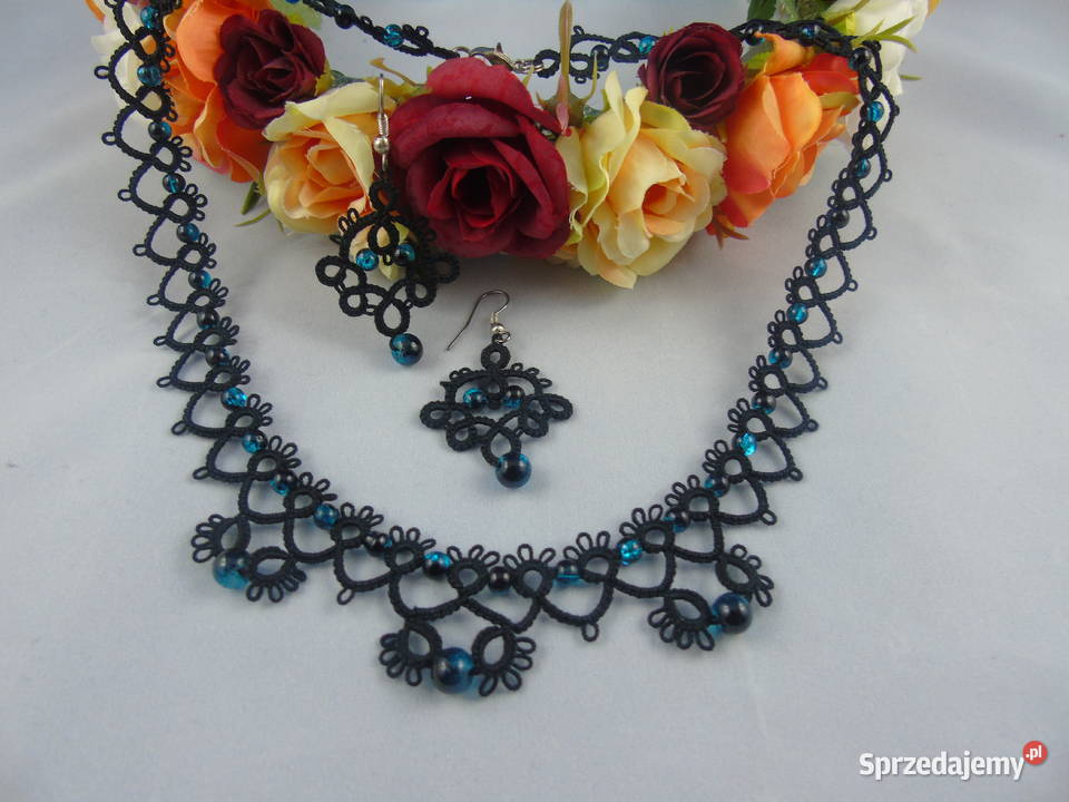 Biżuteria frywolitkowa Wiśniowa sprzedam