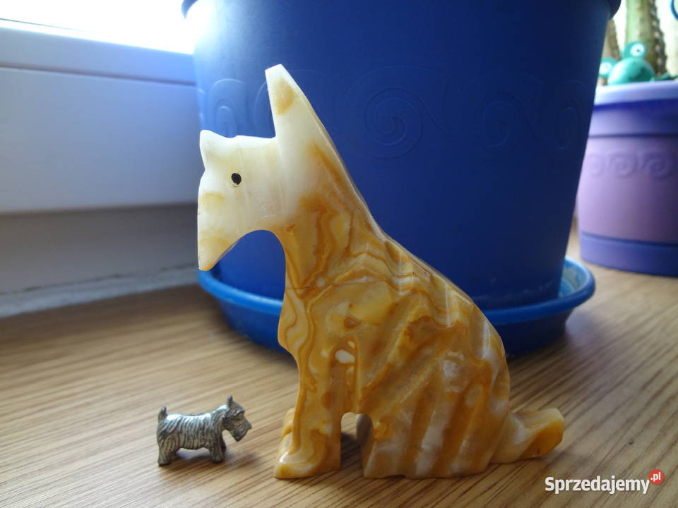 Terier piesek ozdoba z onyksu mały piesek Wrocław