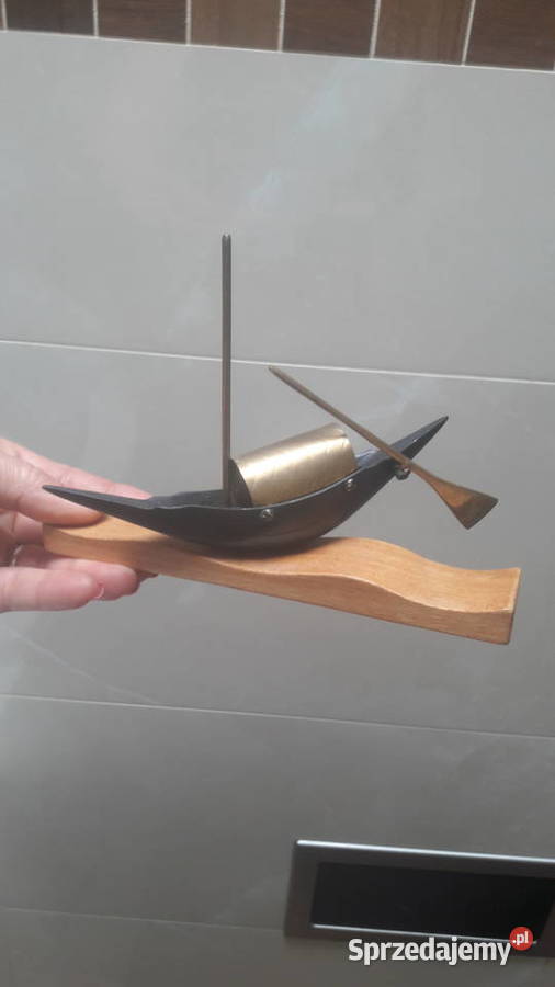 Metalowa łódka drewniana podstawa z mosiądzem Radom