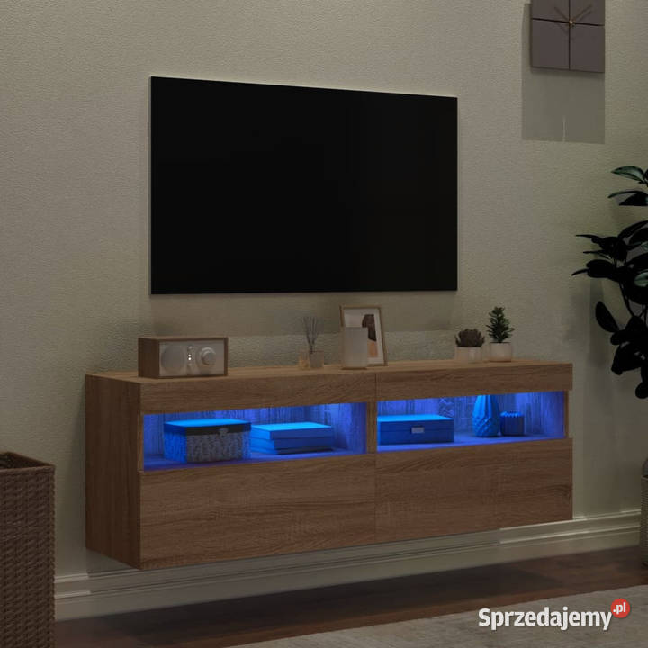 Ścienne szafki TV z LED 2 dąb sonoma 60x30x40 Warszawa