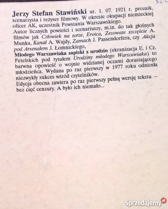 Młodego Warszawiaka zapiski z urodzin Rok wydania 1990 dolnośląskie Wrocław