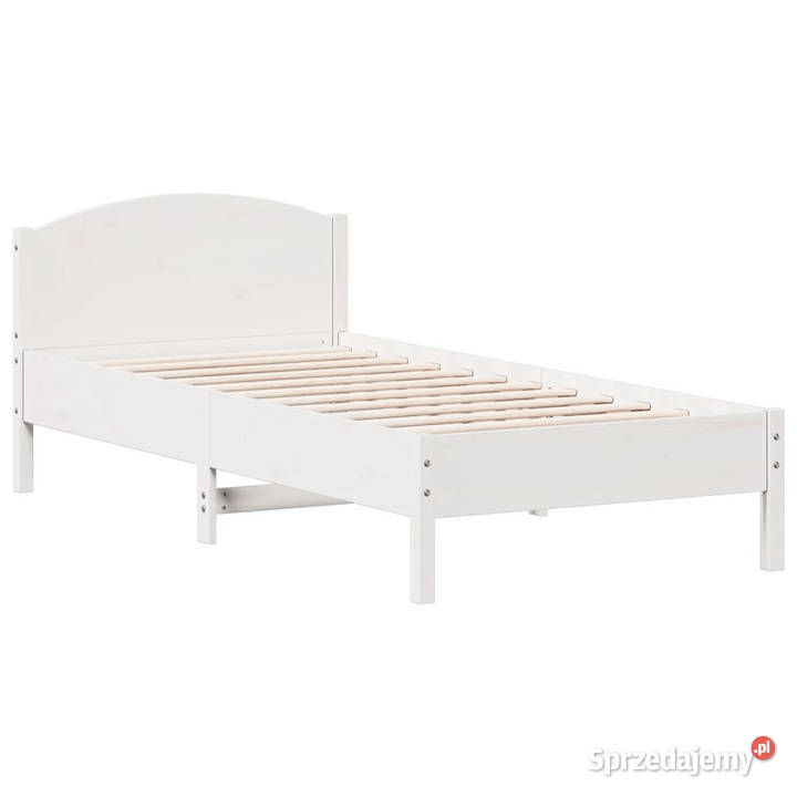 Rama łóżka bez materaca biała lite drewno 74cm mazowieckie
