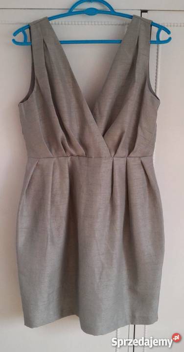Nowa sukienka HM 38 M 40 L srebrna szara dekolt H&M Szczecin