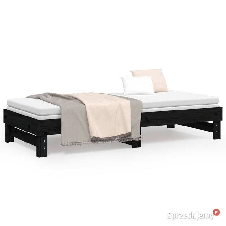 Łóżko rozsuwane czarne 2x80x200 lite drewno 33cm Warszawa sprzedam