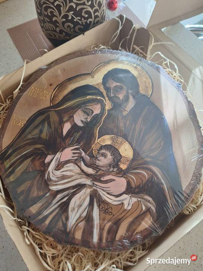 Obraz śwRodziny malowany ręcznie na plastrze Strzyżów