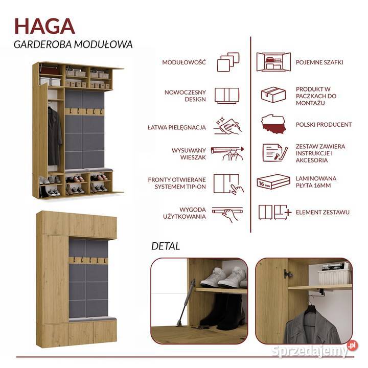 Garderoba do przedpokoju HAGA III 129cm opolskie