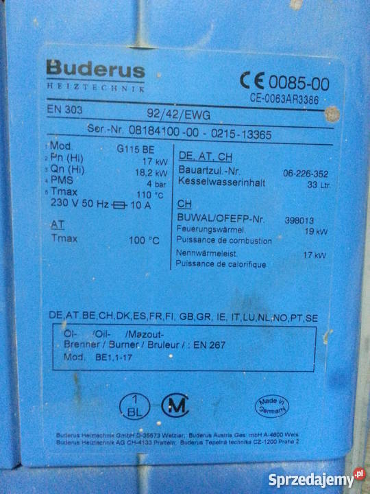Piec olejowy BUDERUS G115 Nieporęt sprzedam