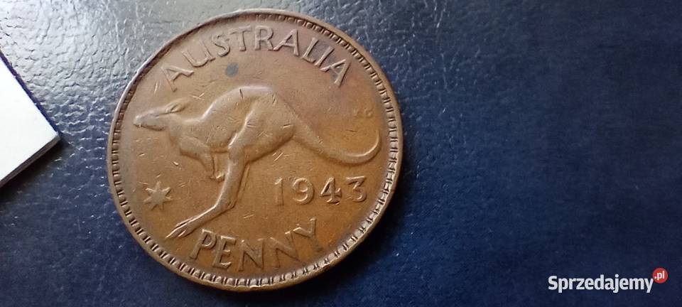 Stare monety 1 pens 1943 Australia Numizmatyka Lesko
