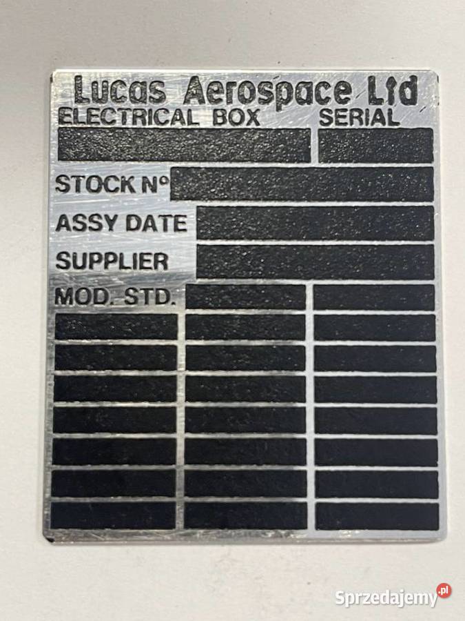 tabliczka identification plate Lucas Aerospace śląskie Rydułtowy