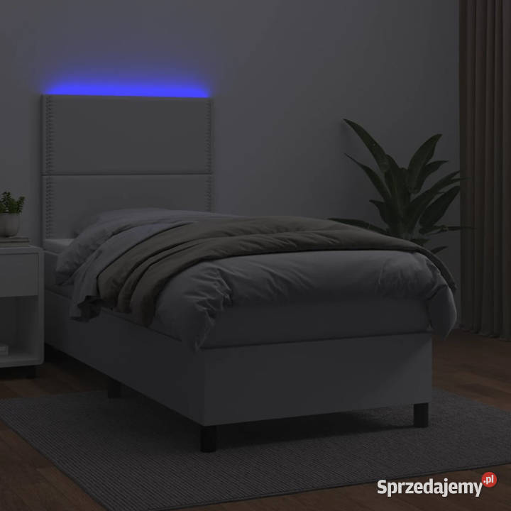 Łóżko kontynentalne z materacem i LED biała 90cm Warszawa sprzedam