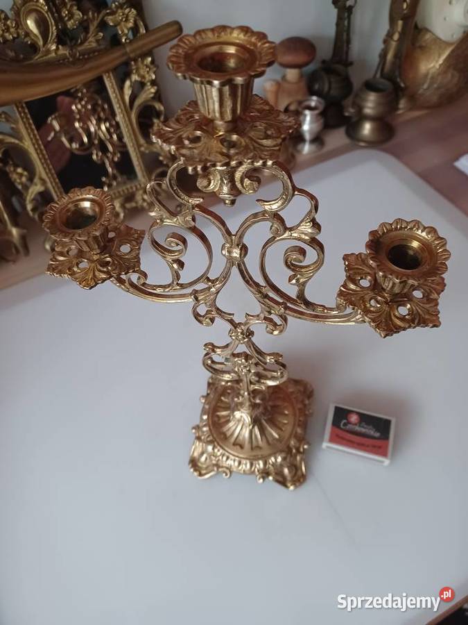 Piękny świecznik mosiężny Lampiony i latarnie Poznań