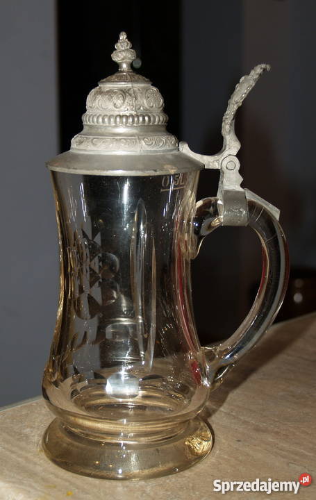 Przedwojenny szklany kufel Porcelana i szkło małopolskie